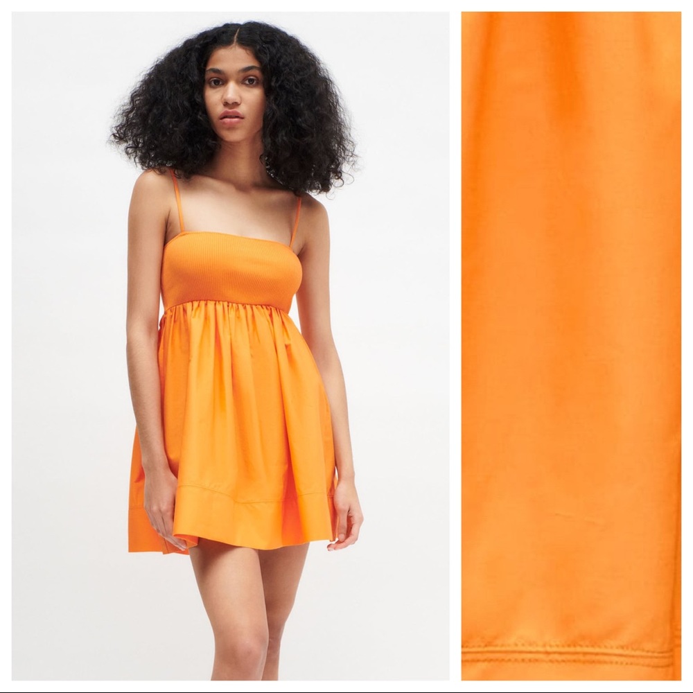 NWT. Zara Orange Voluminous Rib Mini Dress. Size M.